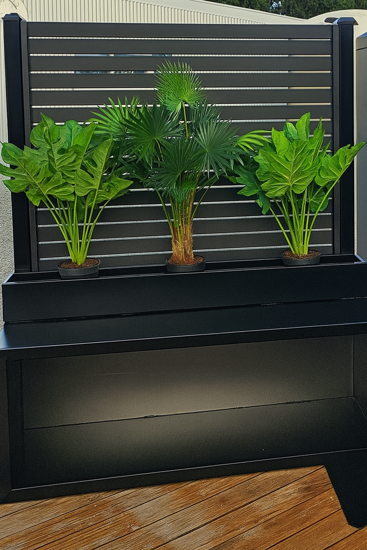 Onflame Side Wood Box with Screen &amp; Planter Box