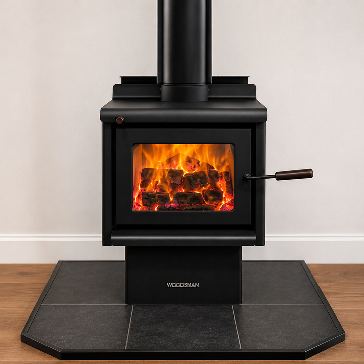 Woodsman Kanaku ULEB Fireplace on Wood Box Base