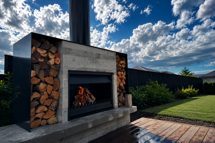Onflame 1200 Insert Open Fireplace + 1.5m Flue