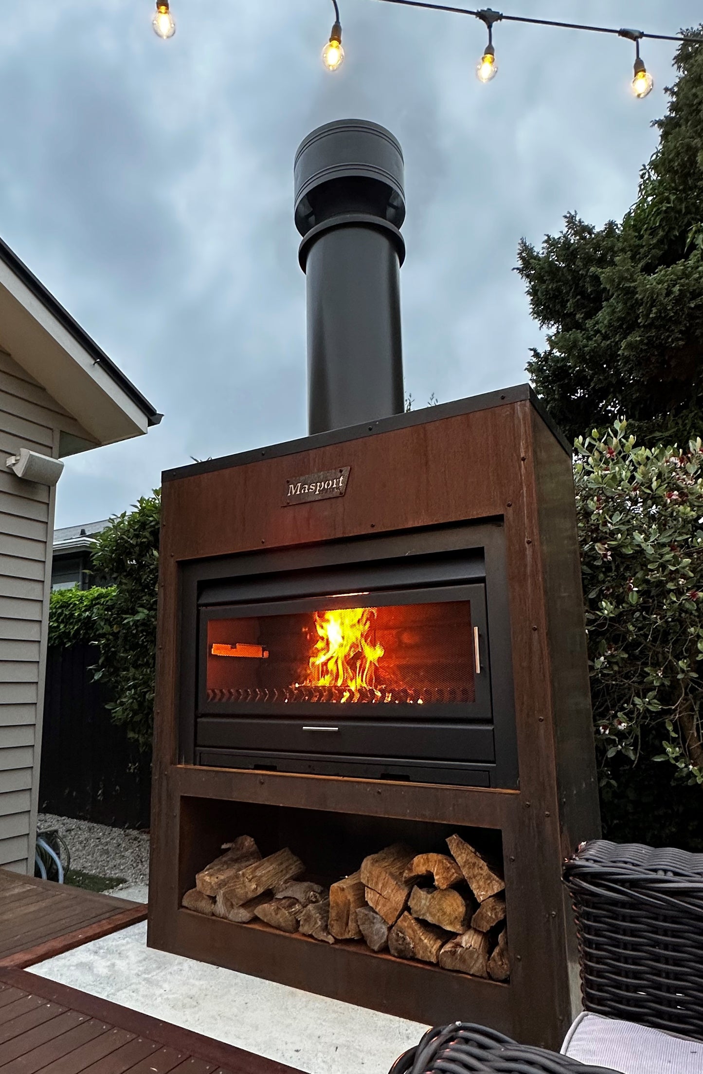 Masport Matakana Corten Steel Free Standing Fire With 1.2m Flue System