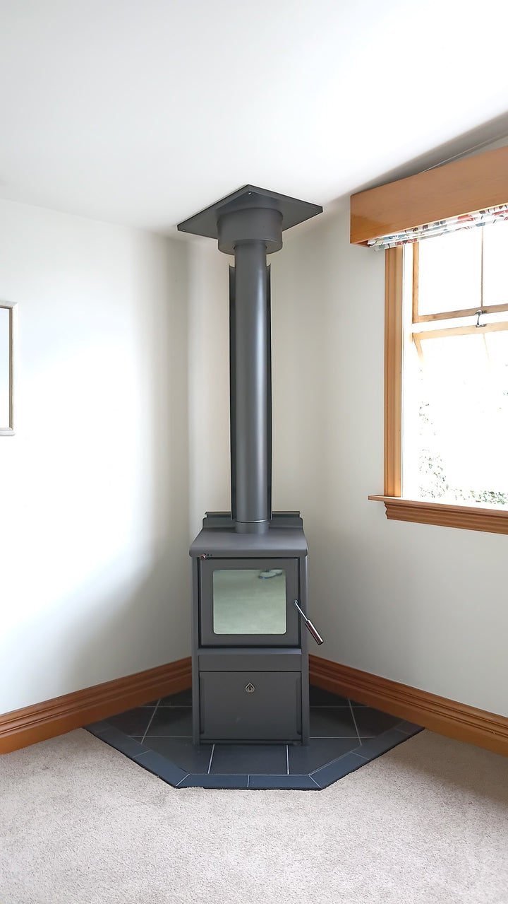 Woodsman Serene ULEB on Drawer Base + HeatSaver Flue