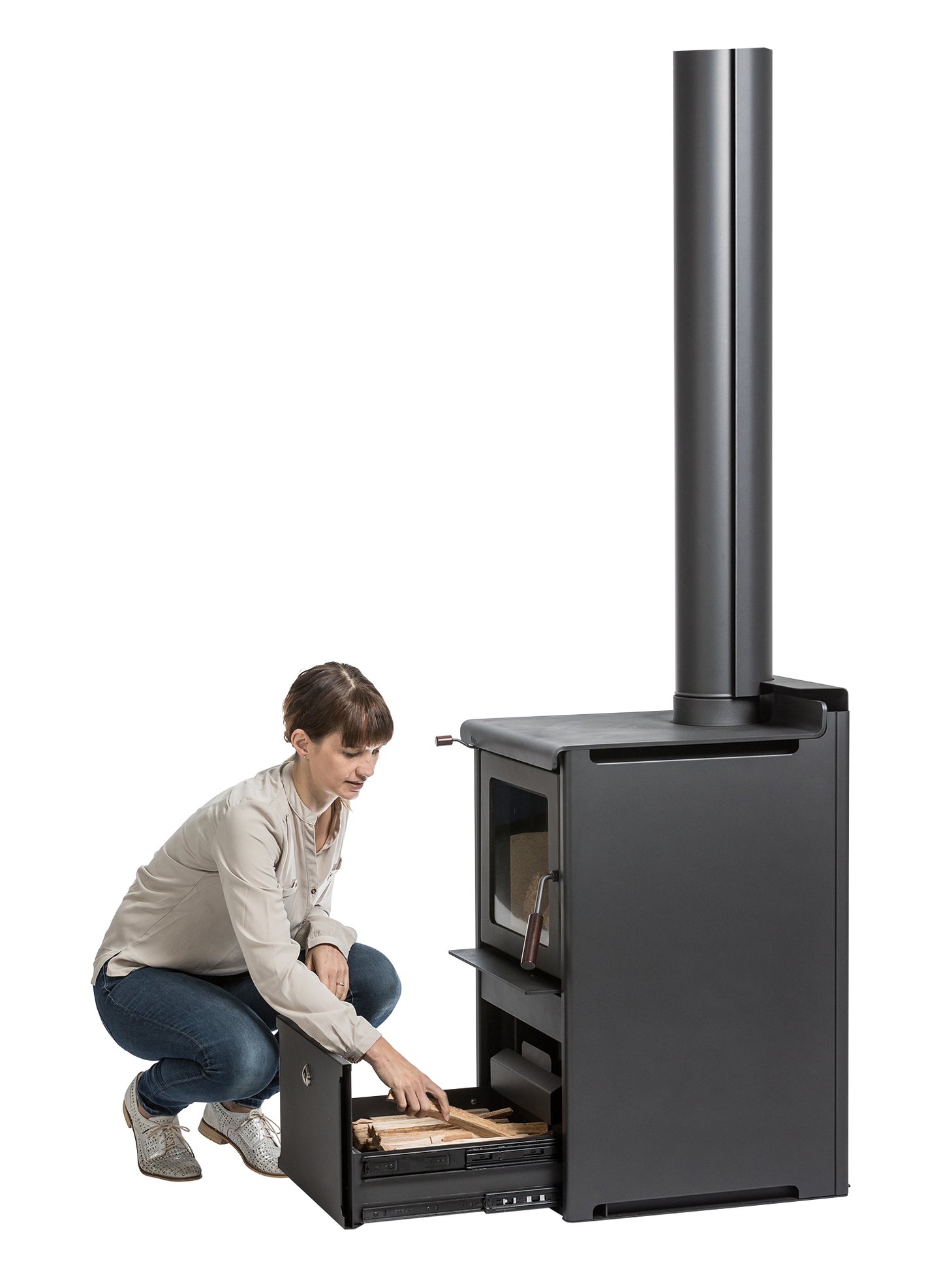 Woodsman Serene Drawer Base (ULEB) and 4.2m Heatsaver Flue System