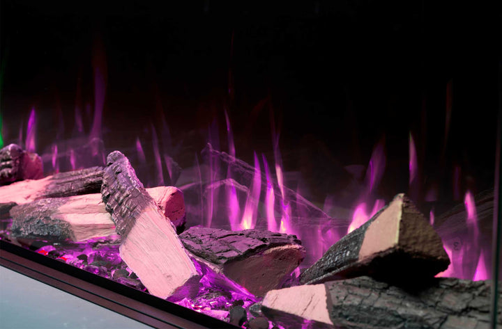 RINNAI ES 2200 Electric Fire with customizable flame colors and realistic log display.