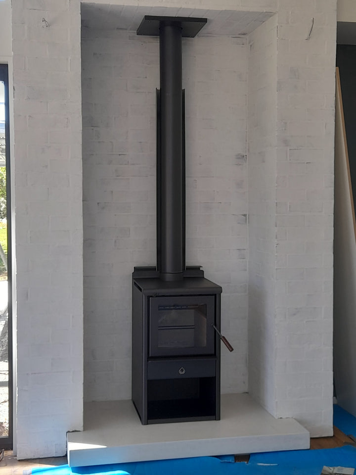 Woodsman Serene ULEB Wood Box + 4.2m HeatSaver Flue - NZ Made - Clean Air Approved