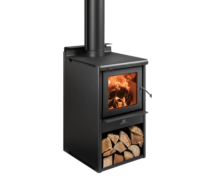 Woodsman Serene ULEB on Wood Box Base with Wetback + HeatSaver Flue