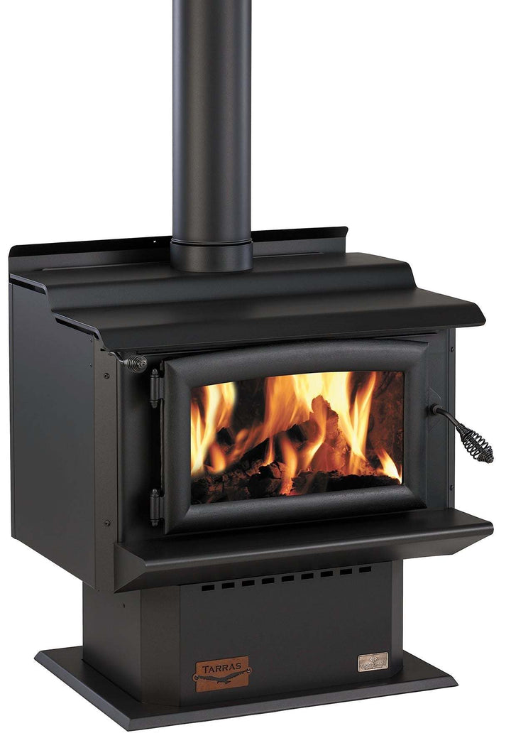 Woodsman Tarras MKIII fireplace with Heatsaver flue system for large home heating.